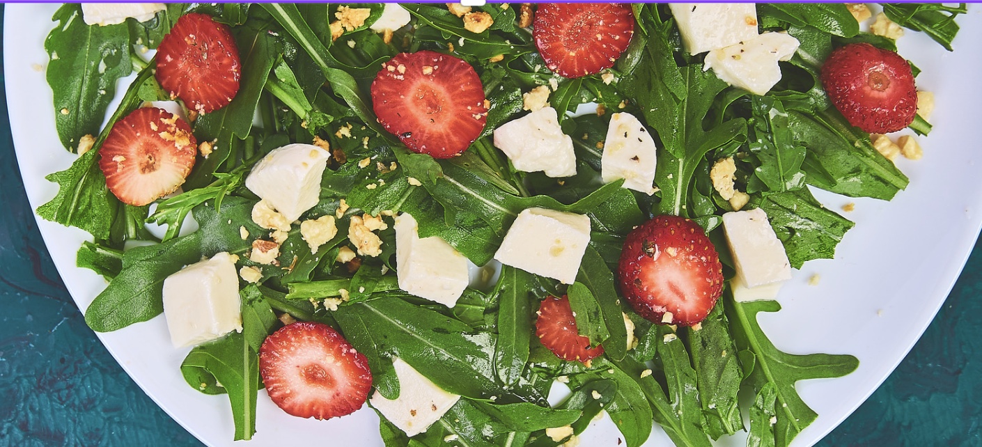 Strawberry Arugula Salad with Vegan Feta and Sunflower Seeds